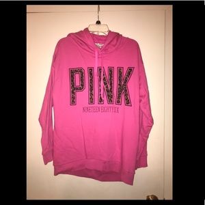 VS Pink hoodie w/ cheetah print letters